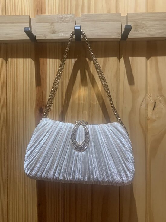 Neiman Marcus | Bags | Neiman Marcus Rhinestone Evening Bag  Neiman Marcus Silver Satin Elegant Prom Sparkling Evening Bag